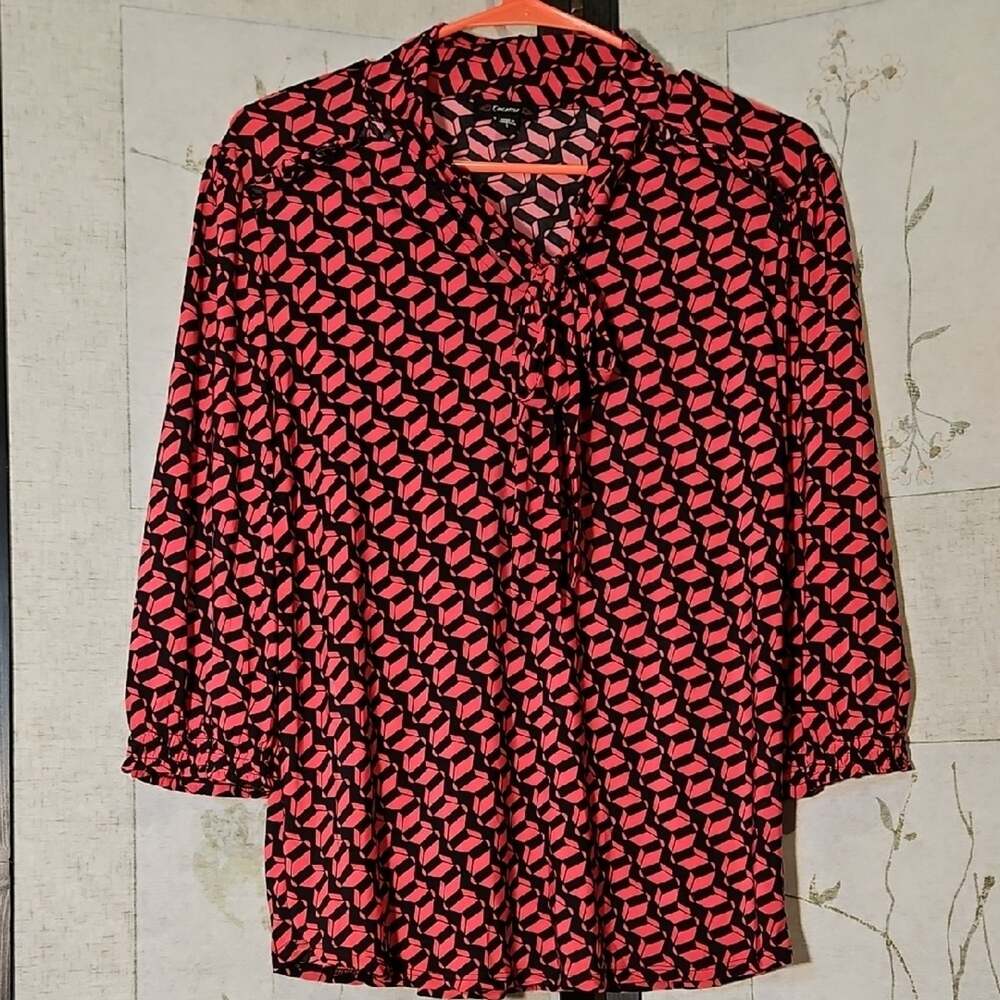 Cocomo Red Blouse with Peter Pan Collar and Tie Front